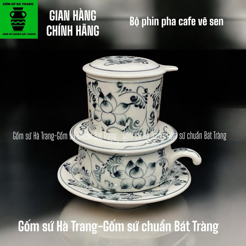 Phin cafe gốm sứ Bát Tràng vẽ sen