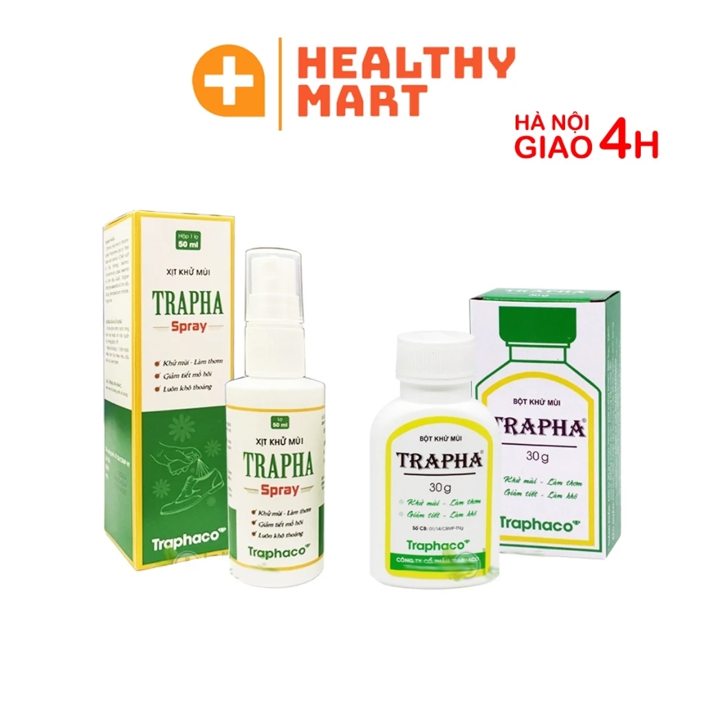 ✔️️️Bột khử mùi TRAPHA - Chai xịt khử mùi toàn thân - Traphaco