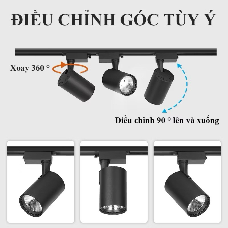 (Ship hoả tốc)COMBO  Đèn rọi ray đèn ray treo trần 12W 20W 220V COB đèn ray đèn track light Vỏ nhôm,