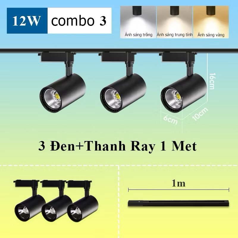 (Nội Thành Có ship Hoả Tốc) Đèn Rọi Ecopatuo Đèn rọi ray đèn ray 12W 20W đèn ray đèn track light Vỏ 