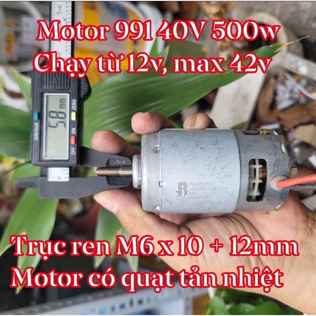 Động Cơ JB 991 9912 742048  500W cực mạnh than rời, dài, cốt 6mm máy cắt cỏ Ryobi, 500W MAX 42V
