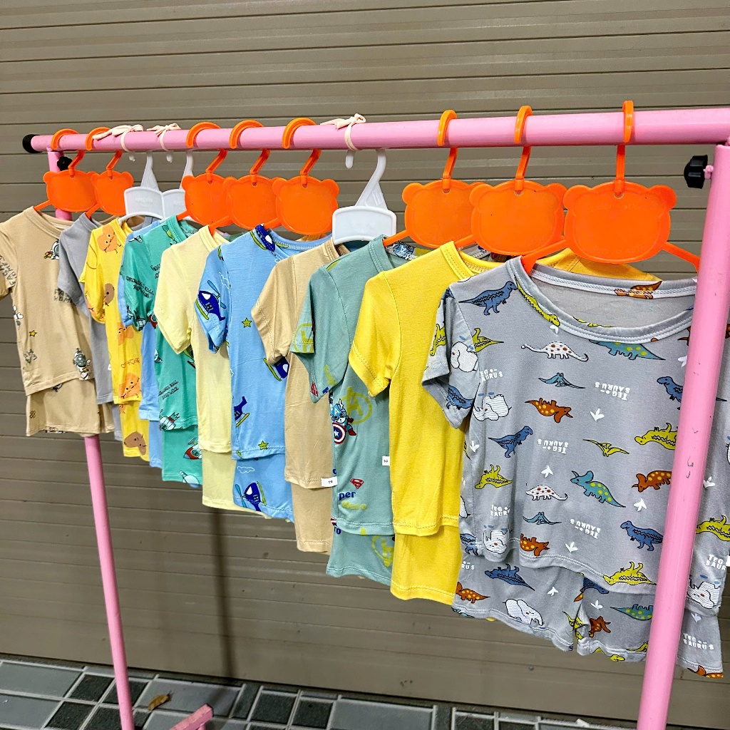 set 3-5 Bộ cộc tay bé trai bé gái thun lạnh, bộ cộc tay minky mom họa tiết nhiều hình thời trang trẻ em 5 hình khác nhau