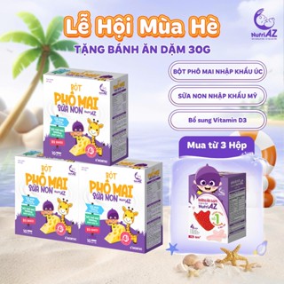 Combo 3 Bột Phô Mai Tách Muối Sữa Non NutriAZ Nhập Khẩu GIúp Phát Triển Chiều Cao Cho Bé Ăn Dặm Từ 6 Tháng Tuổi