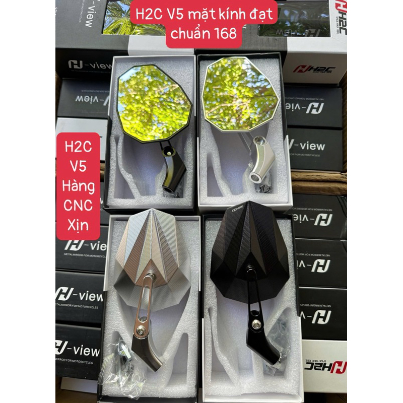 Gương ,Kính H2C V5 nhôm  CNC hàng  xịn gắng xe máy.