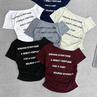 Áo lệch vai nhún eo- A584