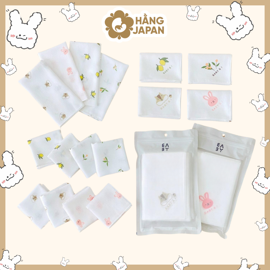 Set 10 khăn sữa Baby & I hoạ tiết ngẫu nhiên