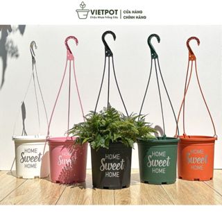 Chậu nhựa treo ban công VIETPOT, hoa văn sweet home, cây kiểng, cây hoa, trang trí sân vườn.
