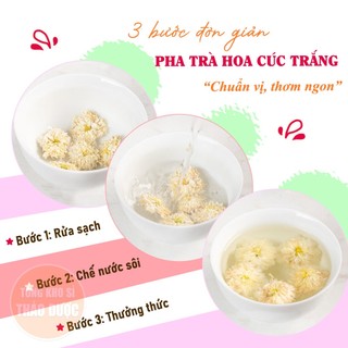 Hoa cúc trắng 100g, bạch cúc khô, thơm, bông đẹp, dùng pha trà dưỡng nhan, tốt cho sức khỏe