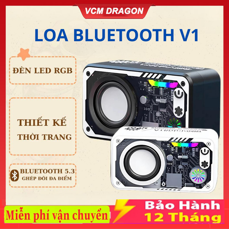 Loa Bluetooth Không Dây V1 - Loa RGB Âm Nhạc, Sạc Và Subwoofer Mini Cho Không Gian Trong Nhà