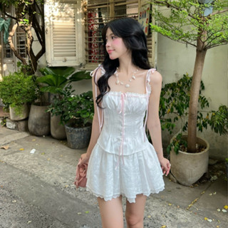 Áo Croptop Hai Dây Phối Ren Thắt Nơ Ivy Top Siêu Đẹp Kèm Dây Trước Ngực - Croptop Siêu Đẹp Dễ Phối Đồ