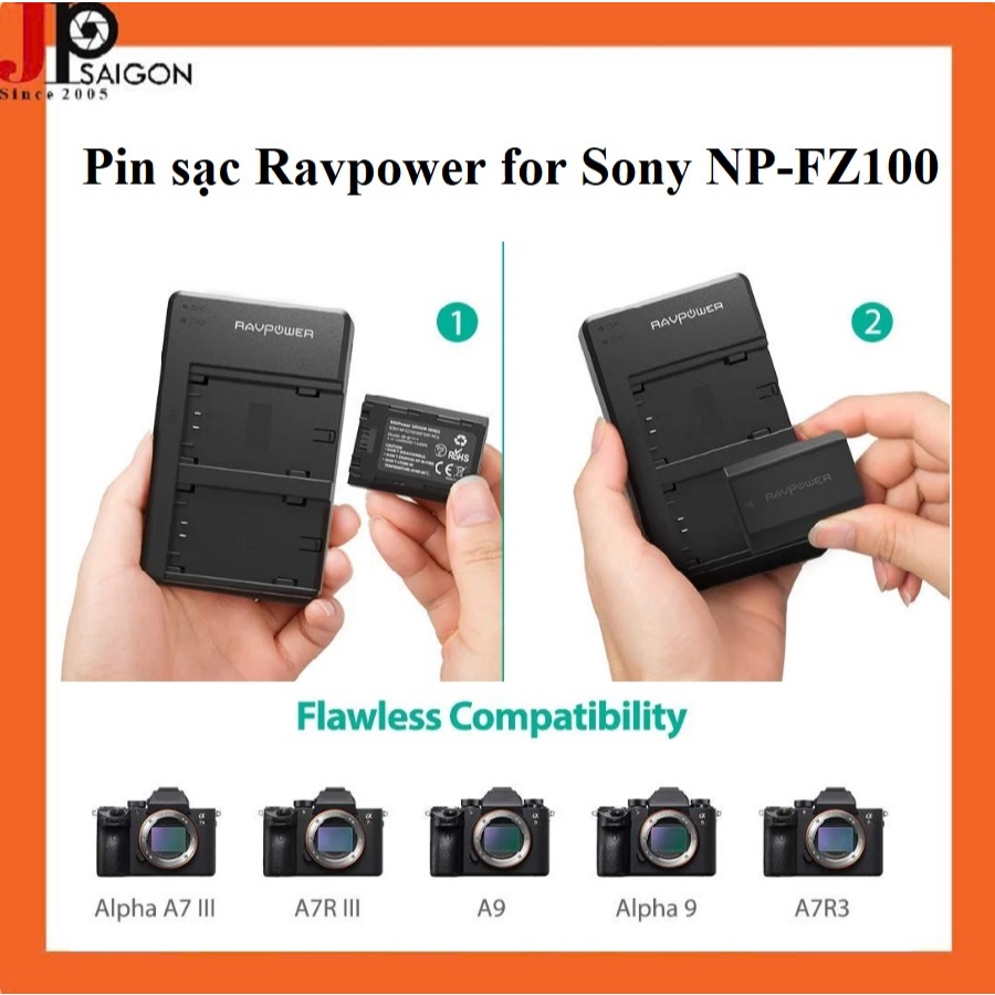 1 PIN 1 SẠC MÁY ẢNH SONY NP-FZ100 RAVPOWER BC018