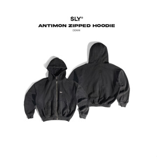 Áo hoodie SLY zip 2 chiều Denim Antimon Black