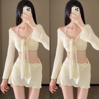 (H.O.H) Set ba món trắng bikini đi biển