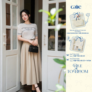 (Blue to Bloom) Chân váy chất kaki dáng xòe kèm belt, form basic che khuyết điểm tốt tôn dáng thời trang nữ Calie CX065