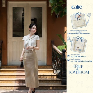 (Blue to Bloom) Chân váy bút chì dáng dài chất kaki can tùng trước, lên form tôn dáng thời trang nữ Calie CB038