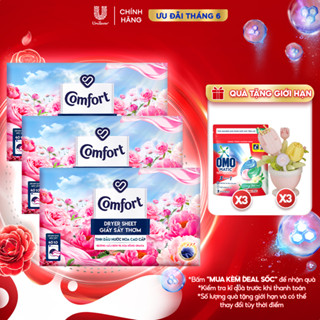 Combo 3 Hộp Giấy Thơm Comfort Hương Mẫu Đơn Và Hoa Hồng Ohara 40 tờ/hộp, Dành Cho Máy Sấy Quần Áo, Tủ Quần Áo