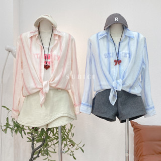 (Tặng Ba Lỗ) Áo Sơ Mi Voan Sọc Trơn Form Dài Mỏng Mát Tông Pastel Tôn Da Đi Làm Đi Chơi | SUBICI