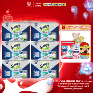 Combo 6 Hộp Viên Rửa Chén Bát Sunlight 5 in 1 Dành Cho Máy Rửa Chén (28 Viên/Hộp)