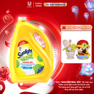 Nước Rửa Chén Bát Sunlight Chanh 100 Sạch Nhanh Xả Bọt Nhanh Rửa Sạch Dầu Mỡ 3.6kg