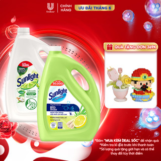 Combo Nước rửa chén + Nước lau sàn Sunlight can 3,6kg