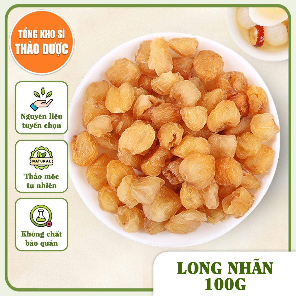 Long nhãn khô 100g, nhãn lồng Hưng Yên, không tẩm đường, pha trà, chưng yến, nấu chè dưỡng nhan