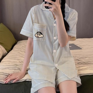 Set Đồ Nữ PIMA10, Họa Tiết Kẻ Caro Màu Dễ Thương, Đồ Bộ Nữ Pijama, Đồ Ngủ Mặc Nhà Ngắn Tay