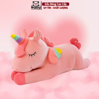 Gấu bông kì lân nằm ngủ vải nhung miniso mềm mịn Thú nhồi bông ngựa unicorn quà tặng cho bé cao cấp 