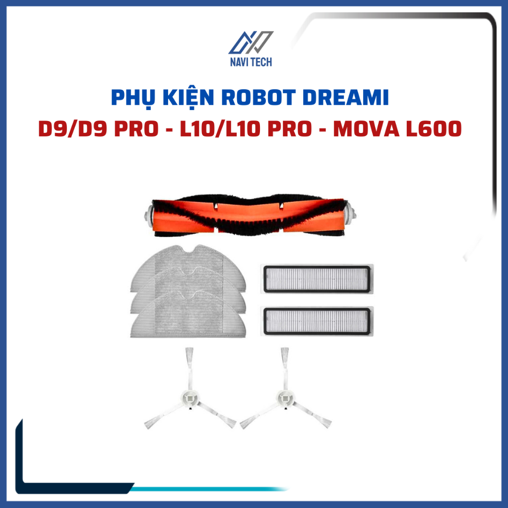 Phụ kiện robot dreami d9 pro, d9 max, l10, l10 pro, l10 plus, moval 600, z10 pro khăn, lọc, chổi cạnh, chổi lăn