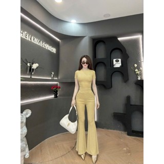 Set Đồ Nữ Quần Dài Ống LoeTôn Dáng, Đồ Bộ Thun Cotton Áo Thun Sang Chảnh S49