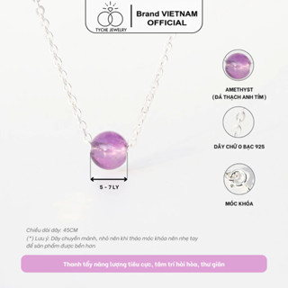 Dây Chuyền Bạc Nữ Tyche Jewelry 1 Hạt Size Nhỏ Tinh Tế Mix Đá Phong Thuỷ Tròn
