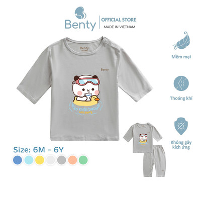 Đồ bộ áo lửng quần lửng cài vai BENTY BT031 chất vải mềm mịn cao cấp, set quần áo cho bé trai bé gái