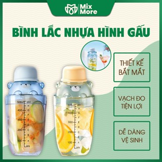 Bình lắc shaker 500ml, 700ml hình gấu thiết kế dễ thương, bắt mắt, nổi bật, chất nhựa dày, tiện dụng pha chế Mixmore