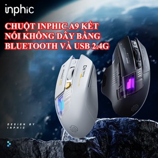 Chuột không dây INPHIC A9 Pro kết nối Bluetooth và USB 2.4G Silent, 5 mức DPI, thiết kế mới lạ có đèn led RGB cực đẹp