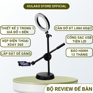 Bộ Review 16cm Để Bàn HULAKO Chuyên Review, Livestream Video, Để Bàn Kèm Kẹp, Nhiều Màu Sáng