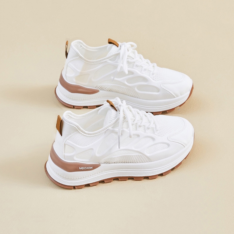 MISSY - Giày Thể Thao Sneaker Nữ Đi Bộ Tập Gym Đi Làm Màu Trắng Chất Liệu Vải Lưới Đế Cao 4p - MS640