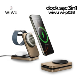  Đế  Dock Sạc Không Dây 3in1 Wiwu Wi-W038 Magnetic 15W Gập Gọn Cho Smart Phone  Đồng Hồ Watch Airpods 
