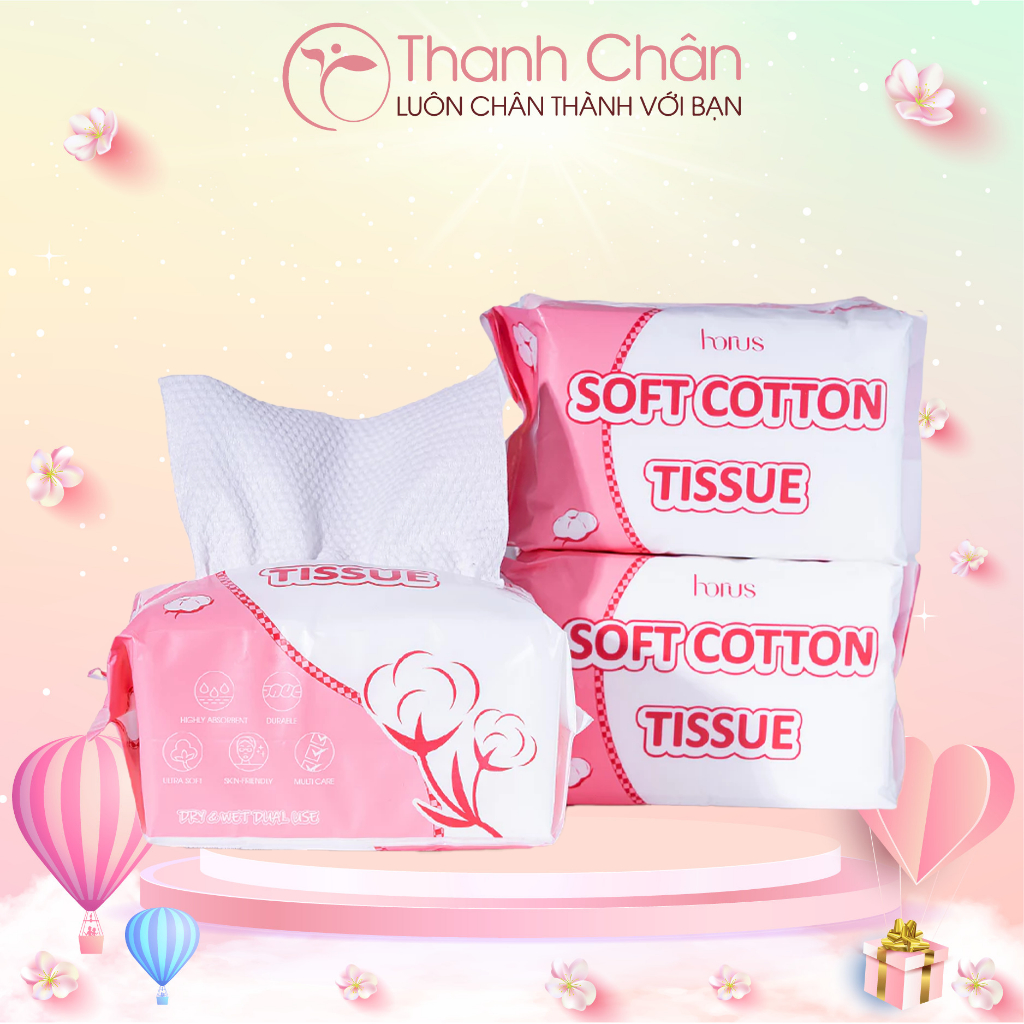 Khăn khô đa năng Horus Soft Cotton Tissue 80miếng/gói