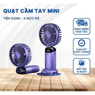 Quạt cầm tay mini gấp gọn 5 cấp độ gió, sạc pin tiện dụng, nhỏ gọn, dễ dàng mang theo