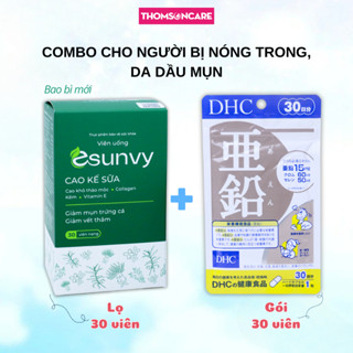Combo cho người bị mụn Viên uống Esunvy 30v và DHC Kẽm ZinC 30v, giúp thanh nhiệt, mát gan, giảm mụn nhọt - Thomsoncare