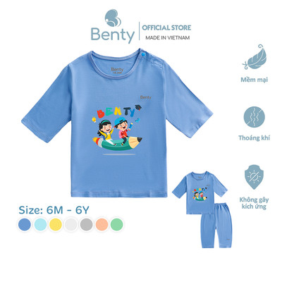 Bộ áo lửng quần lửng cài vai BENTY BT033 chất vải mềm mịn, đồ bộ trẻ em cao cấp cho bé trai bé gái