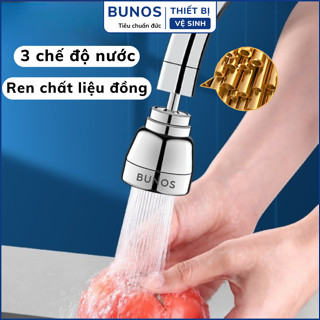 Đầu vòi rửa bát tăng áp BUNOS chất liệu đồng thau và thân thựa ABS cao cấp, 3 chế độ nước tiện lợi