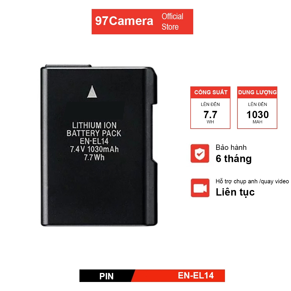 BH 3 tháng - Pin Nikon EN-EL14 / EN EL14 cho máy ảnh Nikon D3100, D3200, D3300, D3400, D5100, D5200,