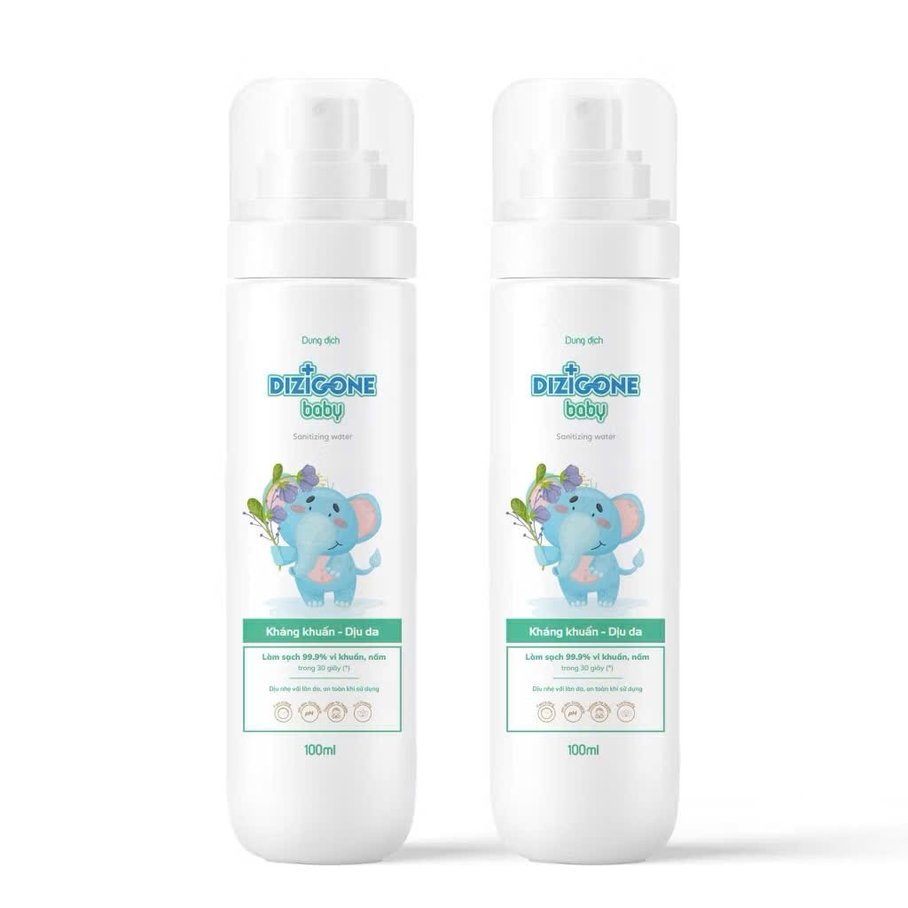 [COMBO] 02 CHAI XỊT 100ML DUNG DỊCH DIZIGONE BABY: DỊU DA, KHÁNG KHUẨN