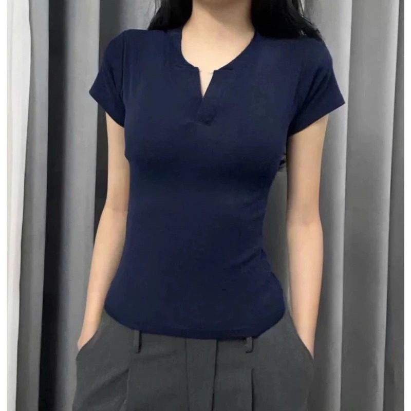 Áo thun cổ trụ tàu ôm body cotton Justdun E44 Shees.clothing_Saigon M305 | BigBuy360 - bigbuy360.vn