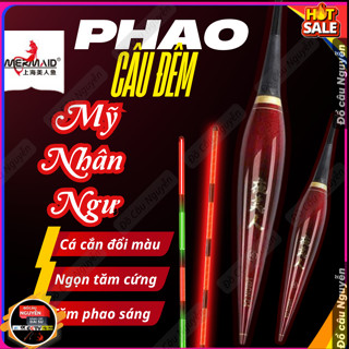  Phao câu cá ngày đêm đổi màu Mỹ nhân ngư phiên bản mới ngọn cứng sáng Tặng kèm pin 