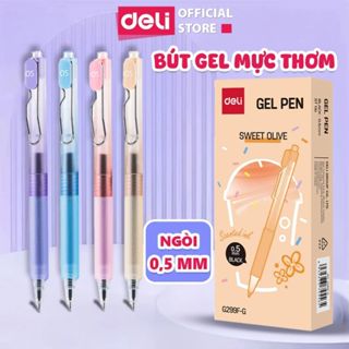   12c  Bút Gel Deli EG299F Mực Đen Có Hương Hoa Viết Êm Thơm Dễ Chịu-vpp Doraemon  - vpp Doraemon 
