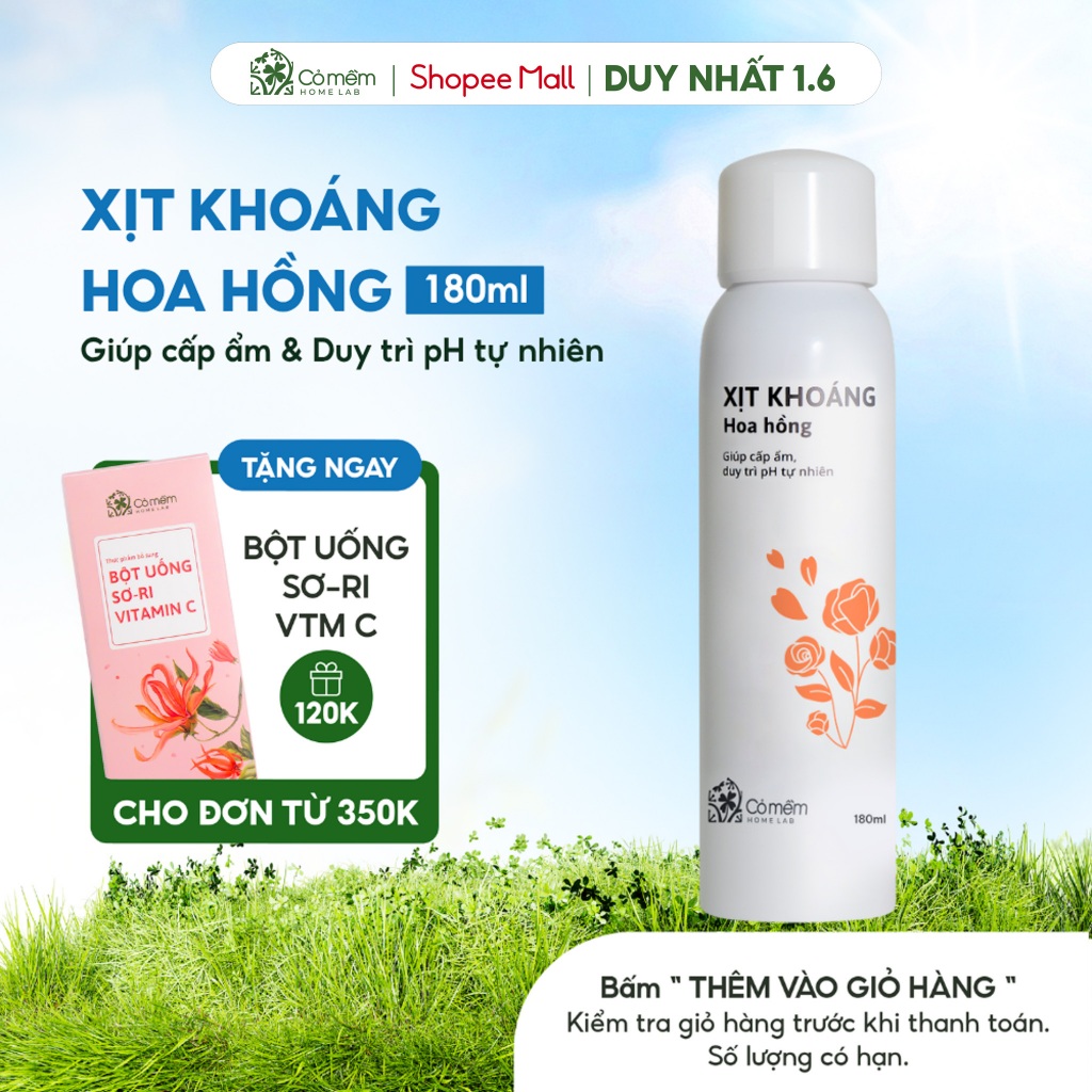 Xịt Khoáng Dưỡng Ẩm Nước Cân Bằng Da Cấp Ẩm Kiềm Dầu Cỏ Mềm 180ml