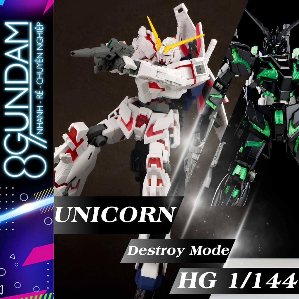 Mô Hình Lắp Ráp HG UC 100 Unicorn Fighter / Unicorn Neon Color [Destroy Mode]