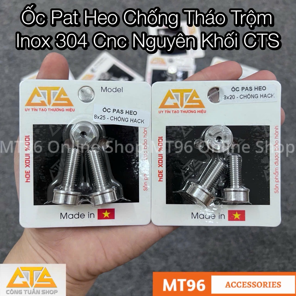 Ốc Pat Heo Chống Hack CTS Inox 304 Cnc Nguyên Khối, Ốc Pat Heo Chống Tháo Trộm CTS