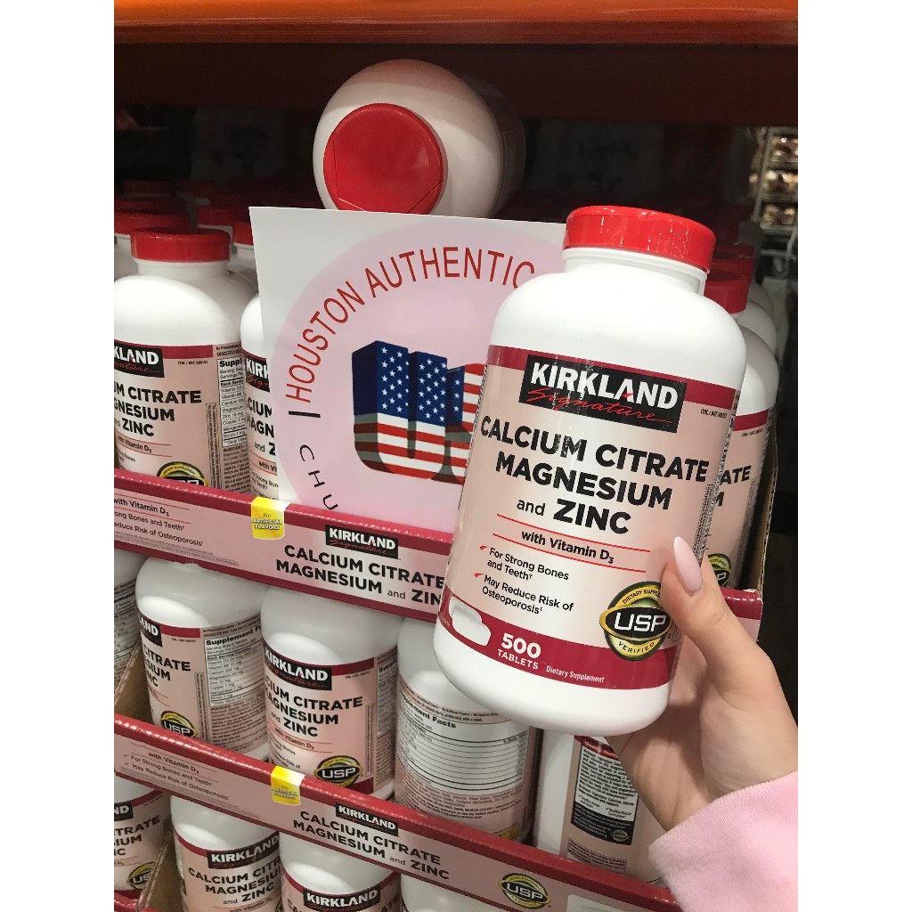 [ ĐỦ BILL STORE + AIR] Viên uống bổ sung canxi Kirkland Calcium Citrate Magnesium and Zinc 500 viên